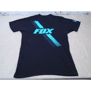 Fox Raciong Motocross Black T shirt Logo Crown Blue Graphic Size Medium